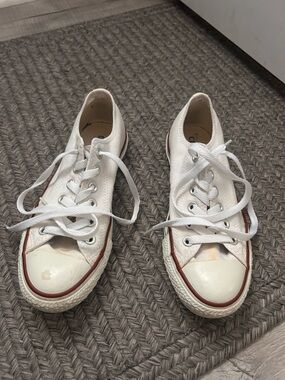 Converse White Low Top Sneakers with Red Trim